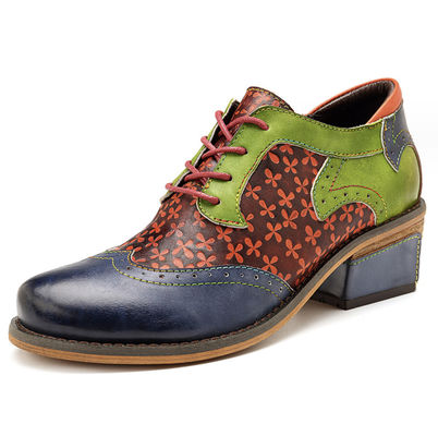 Brogue Oxford hecha a mano zapatos de mujer cordones hasta el vestido zapatos 36-42 tamaño