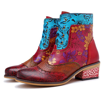 Botas de vaca de cuero genuino, botas de cuero para mujeres.