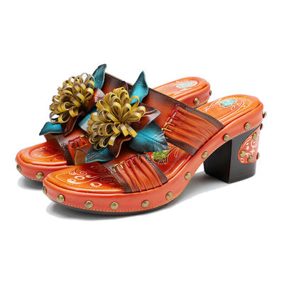 Moda hecha a mano Mujeres Sandalias Zapatillas 3D Flores Plataforma Zapatillas