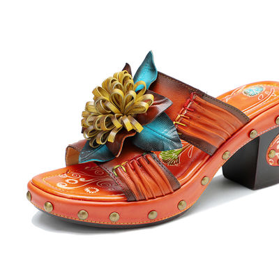 Moda hecha a mano Mujeres Sandalias Zapatillas 3D Flores Plataforma Zapatillas