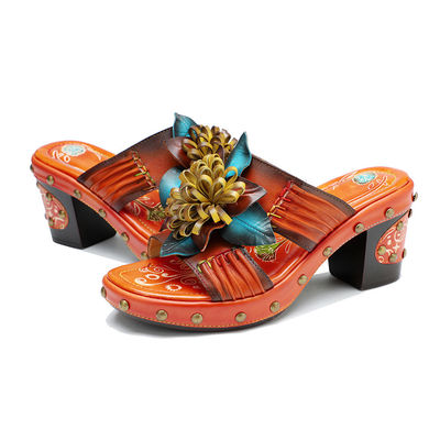 Moda hecha a mano Mujeres Sandalias Zapatillas 3D Flores Plataforma Zapatillas
