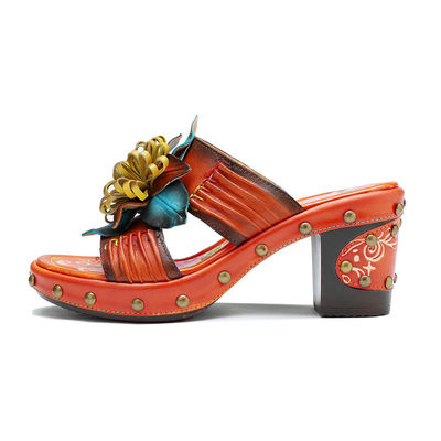 Moda hecha a mano Mujeres Sandalias Zapatillas 3D Flores Plataforma Zapatillas