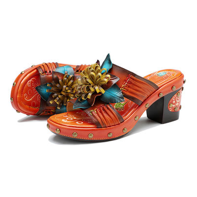 Moda hecha a mano Mujeres Sandalias Zapatillas 3D Flores Plataforma Zapatillas