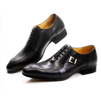 Embossing Patente de cuero para hombres calzado de vestir formal marrón ODM aprobado