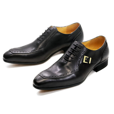 Embossing Patente de cuero para hombres calzado de vestir formal marrón ODM aprobado
