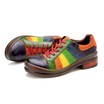 Pantalones de mujer con patrón sólido zapatos de vestir personalizados zapatos planos de arco iris pulido a mano
