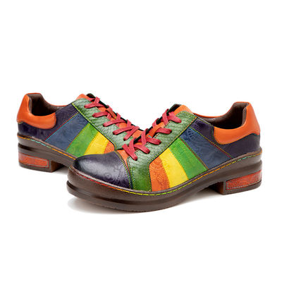 Pantalones de mujer con patrón sólido zapatos de vestir personalizados zapatos planos de arco iris pulido a mano