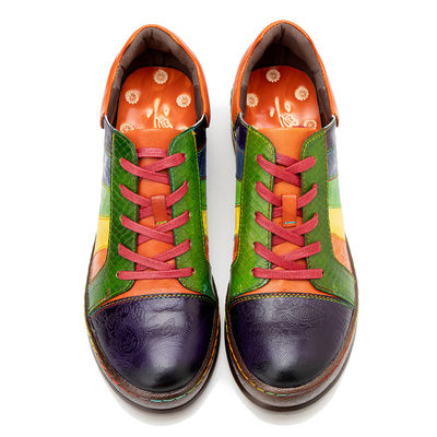 Pantalones de mujer con patrón sólido zapatos de vestir personalizados zapatos planos de arco iris pulido a mano