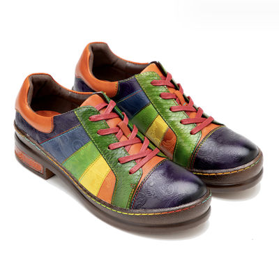 Pantalones de mujer con patrón sólido zapatos de vestir personalizados zapatos planos de arco iris pulido a mano