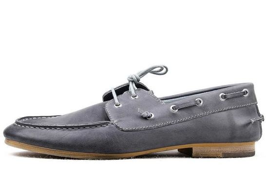 Zapatos de hombre de cuero quemado / zapatos de barco cosidos a mano de lujo