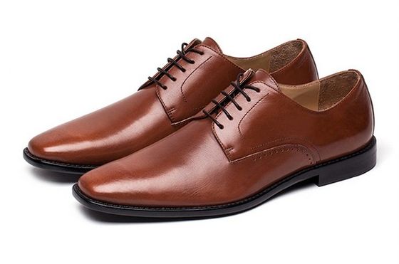 Oficina hecha a mano hombres marrón cordones hasta el vestido zapatos clásicos Goodyear suela de cuero