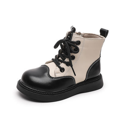 Zapatos escolares de cuero para niños duraderos con punta redonda y cordones para mayor comodidad