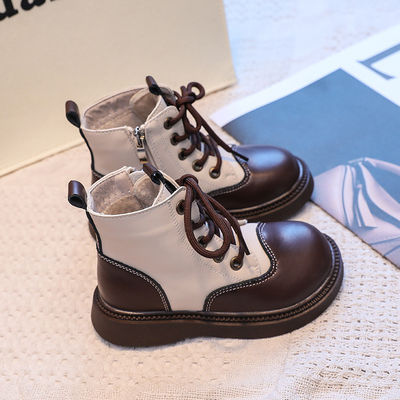 Zapatos escolares de cuero para niños duraderos con punta redonda y cordones para mayor comodidad