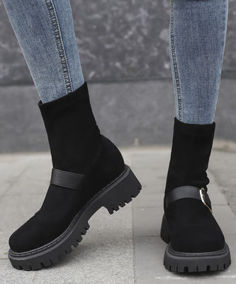 Hecho en Italia Botas de cuero femenino de cuero genuino de talón alto y bajo