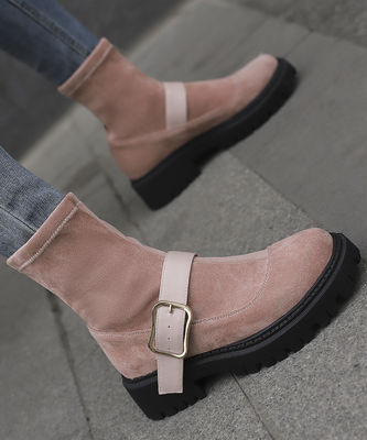 Hecho en Italia Botas de cuero femenino de cuero genuino de talón alto y bajo