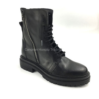 Hecho en Italia Botas de cuero femenino de cuero genuino de talón alto y bajo