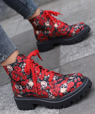 Botas de piel de caucho para mujeres Botas de estilo militar negras Botas para estándares