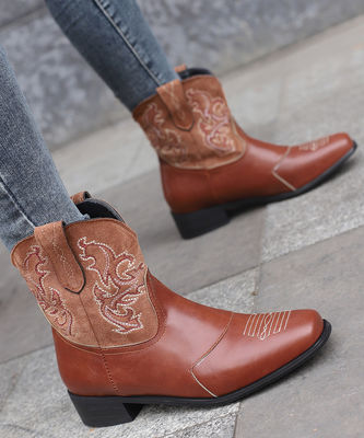 Botas de cowboy occidentales de cuero para mujeres con excelente rendimiento