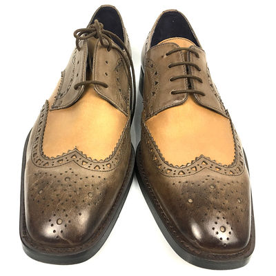 Hombres tejidos de hierro Hombres tejidos de cuero Pantalones con puntas en los dedos de los pies Hombres chaquetas de novia marrón