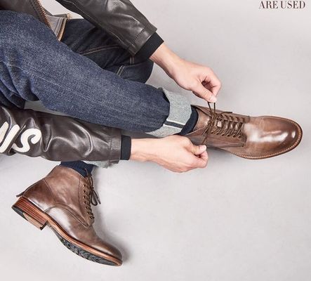 Hombre de Invierno de otoño de ropa de cuero Botas de piel de punta alta Botas de cuero de algodón - acolchado con peluche