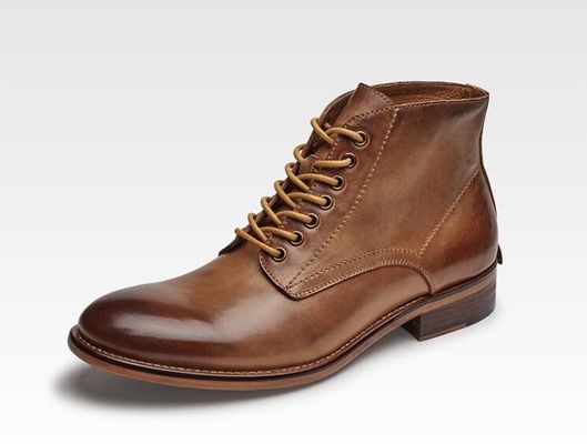 Hombre de Invierno de otoño de ropa de cuero Botas de piel de punta alta Botas de cuero de algodón - acolchado con peluche