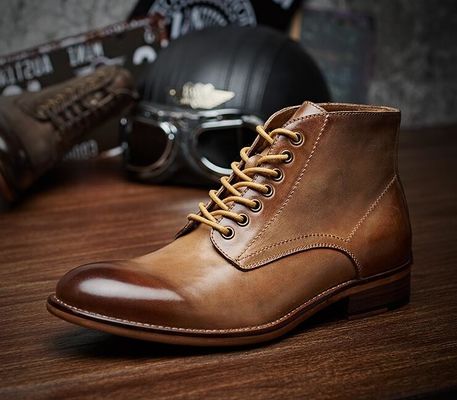 Hombre de Invierno de otoño de ropa de cuero Botas de piel de punta alta Botas de cuero de algodón - acolchado con peluche