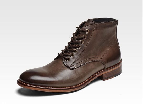 Hombre de Invierno de otoño de ropa de cuero Botas de piel de punta alta Botas de cuero de algodón - acolchado con peluche