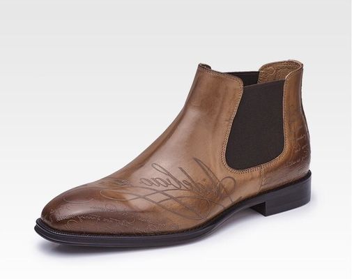Botas de calzado masculino de pie redondo de pie de cuero masculino de cordones botas de cremallera
