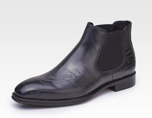 Botas de calzado masculino de pie redondo de pie de cuero masculino de cordones botas de cremallera