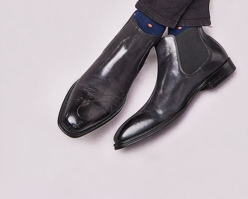 Botas de calzado masculino de pie redondo de pie de cuero masculino de cordones botas de cremallera