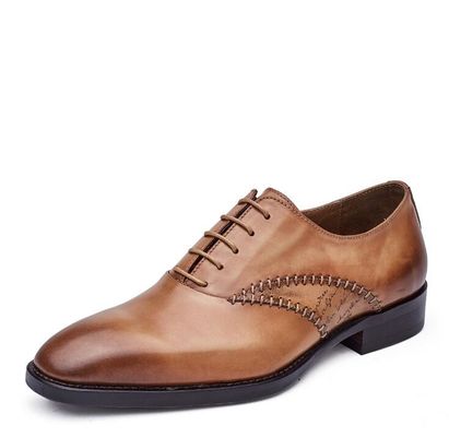 Hombres de moda zapatos de vestir formal de cuero genuino hombre negro zapatos de vestir de encaje