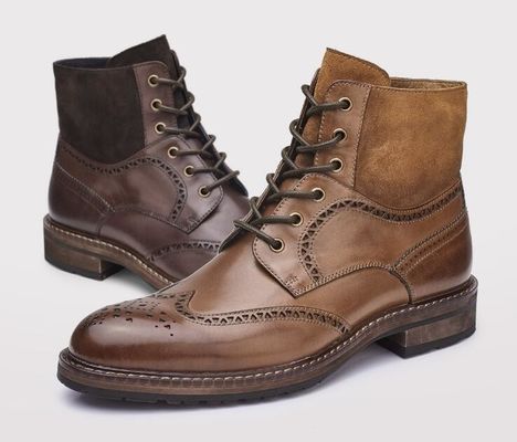 Los hombres con dedos puntiagudos, botas de cuero marrón, botas de cuero Chelsea, botas de cuero con cordones, botas de tobillo para la fiesta