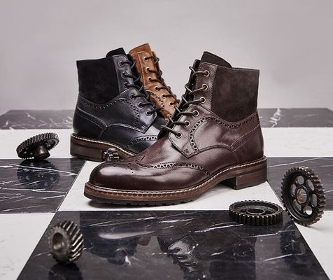 Los hombres con dedos puntiagudos, botas de cuero marrón, botas de cuero Chelsea, botas de cuero con cordones, botas de tobillo para la fiesta