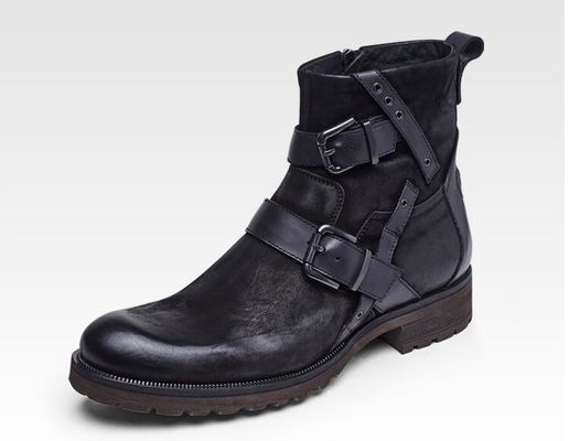 Los hombres botas de Chelsea impermeables hombres de cuero negro cordones botas de vestir