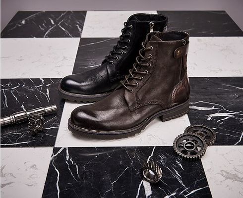 Tamaño normal Hombres Marrón Botas de Chelsea De cuero de grano completo zapatos de alta parte Casual