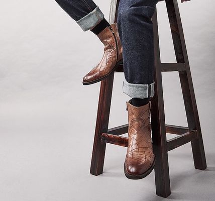 Invierno clásico hombre calzado casual de cuero tamaño normal cordones hasta hombres botas de tobillo de camiseta