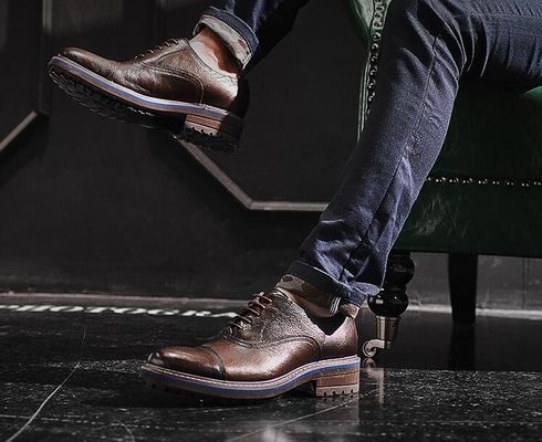 Calzado de cuero de hombre de ropa formal de tejido Elegante calzado de Goodyear con zapatos con dos dedos de punta