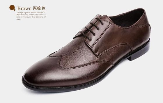 Anti-deslizante Italia zapatos Oxford hechos a mano, de cuero de grano completo para hombres zapatos formales marrones