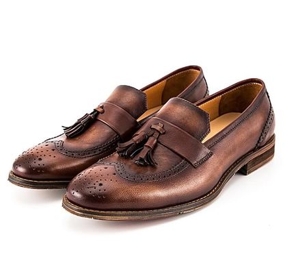 Primavera / otoño hombre de piel tejida de color marrón zapatos para la fiesta