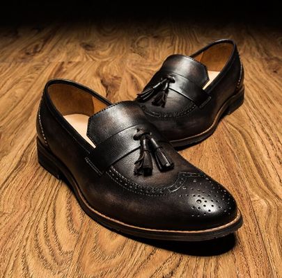 Primavera / otoño hombre de piel tejida de color marrón zapatos para la fiesta