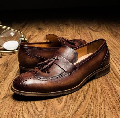 Primavera / otoño hombre de piel tejida de color marrón zapatos para la fiesta