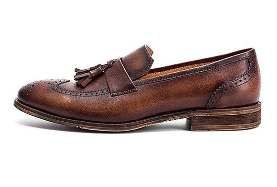 Primavera / otoño hombre de piel tejida de color marrón zapatos para la fiesta