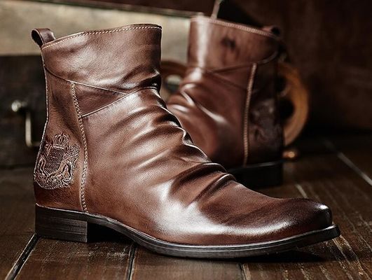 Botas de pie redondo para hombres botas de tobillo de cuero genuino botas de ascensor para hombres