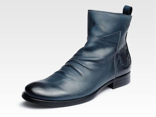 Botas de pie redondo para hombres botas de tobillo de cuero genuino botas de ascensor para hombres