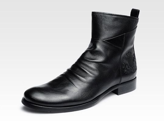 Botas de pie redondo para hombres botas de tobillo de cuero genuino botas de ascensor para hombres