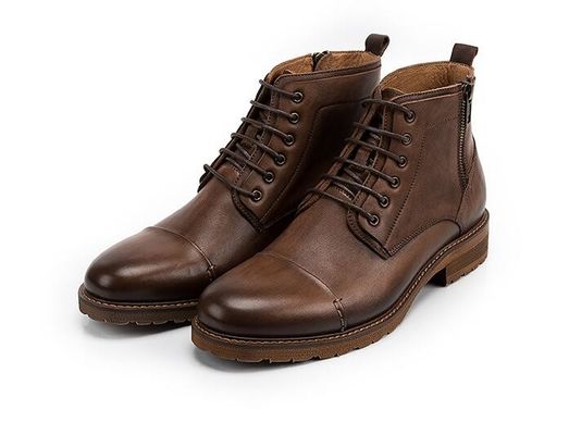 Zapatos para hombres con dedos redondos elevadores, transpirables, de cuero genuino, zapatos para invierno.