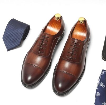 Pieles de pie hombre marrón cordón hasta el vestido zapatos Tamaños personalizados con acabado de cuero ceroso