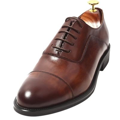 Pieles de pie hombre marrón cordón hasta el vestido zapatos Tamaños personalizados con acabado de cuero ceroso