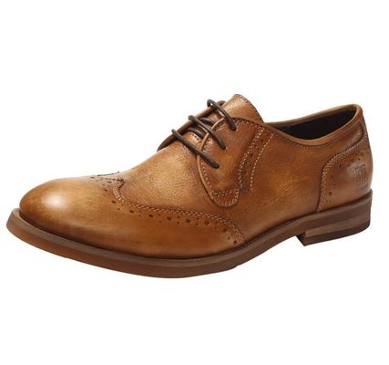Calzado masculino de cuero de grano completo, zapatos de vestir, cordones con punta en el dedo, calzado masculino casual de Oxford