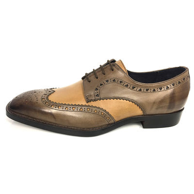 Ropa doble de monje para hombres, zapatos de brogue con detalles en acabado de cuero ceroso